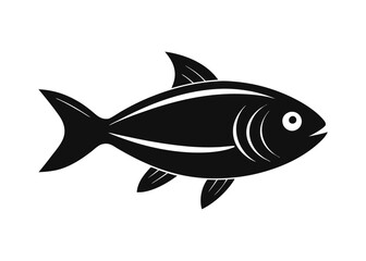 Black Fish Silhouette Icon – Minimalist Aquatic Vector Illustration