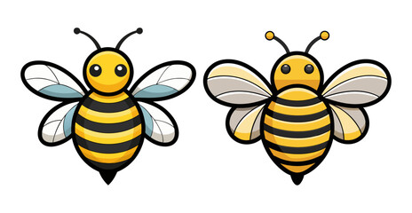Cute Cartoon Bee Icon – Fun and Playful Bumblebee Vector Illustration