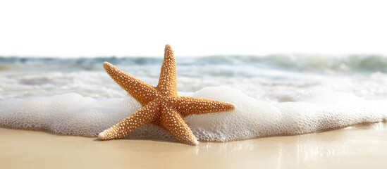 Summer scene with a starfish on the beach