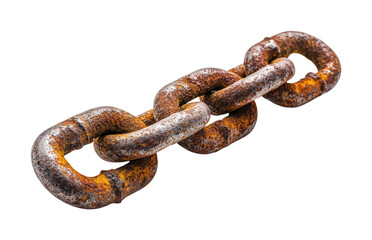 Obraz premium Industrial minimalism rusty chain view isolated on transparent background png
