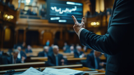 Heated Debate in a Parliamentary Hall
