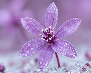 Fototapeta premium Frozen Pink Flower in Snow
