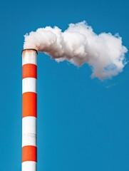 Climate Crisis Visual Industrial Smokestacks Polluting Blue Sky - Urgent Environmental Impact Narrative for Sustainability Marketing and Eco-Conscious Campaigns