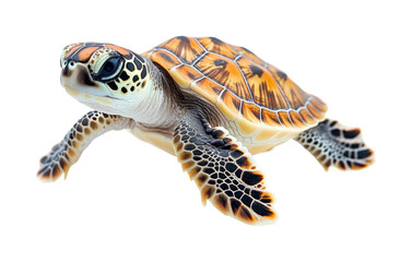 Young turtle on a white back in nature isolated on transparent background png