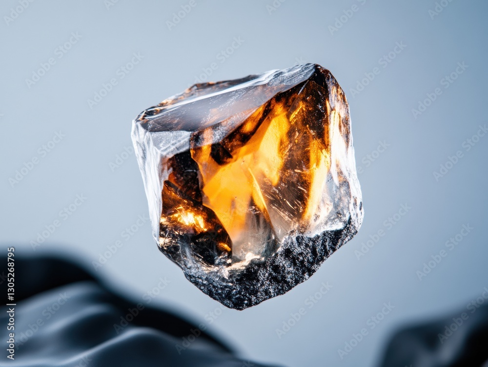 Poster crystalline fusion luminous mineral specimen showcasing advanced materials science - emerging tech a