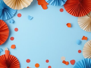 Minimalist Patriotic Celebration Design Vibrant Paper Fan Mockup for Dynamic Marketing Content with Crisp Americana Aesthetic and Creative Branding Space