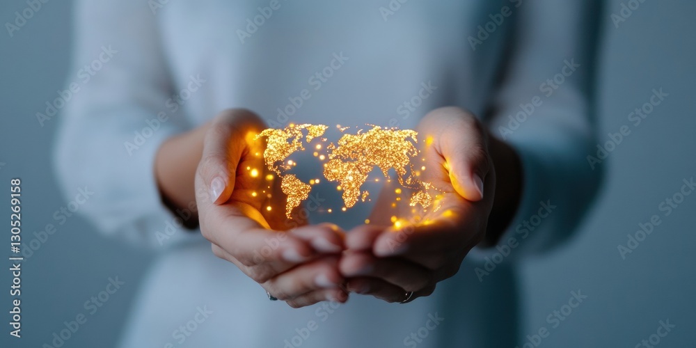 Fototapete Digital Globalization Insights Transformative World Network Visualization with Luminous Connectivity and Innovative Business Potential
