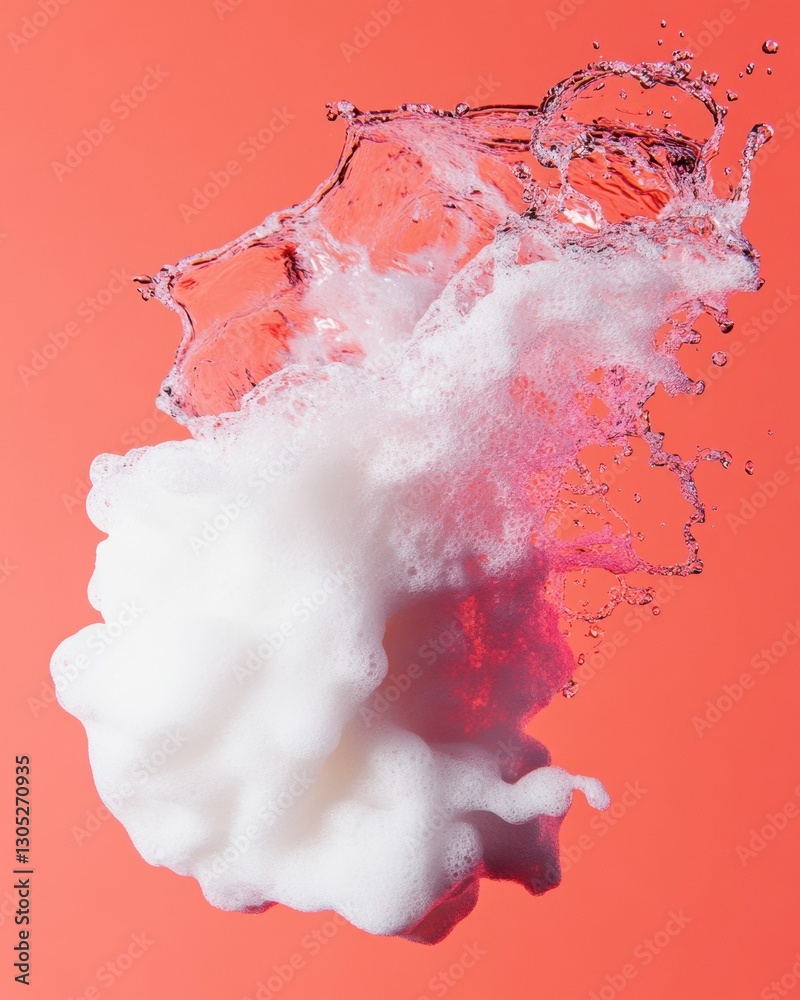 Aufkleber Fluid Dynamics Unleashed Kinetic Water Sculpture in Coral Palette - Modern Visual Technology Capturing Liquid Motion for Creative Branding