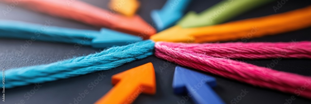 Poster vibrant strategic interconnection multicolor arrows visualizing collaborative innovation, digital tr