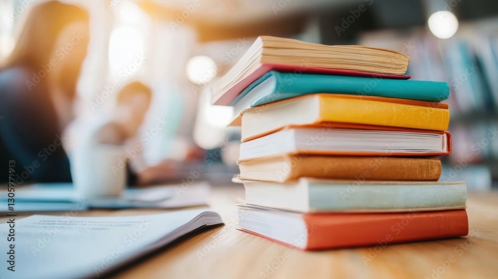 Aufkleber chromatic learning ecosystem vibrant book stack illuminating modern knowledge sharing, creative stud