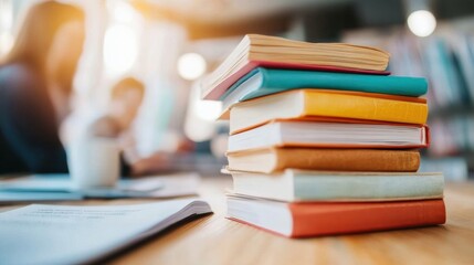 Chromatic Learning Ecosystem Vibrant Book Stack Illuminating Modern Knowledge Sharing, Creative Study Strategies and Collaborative Educational Trends