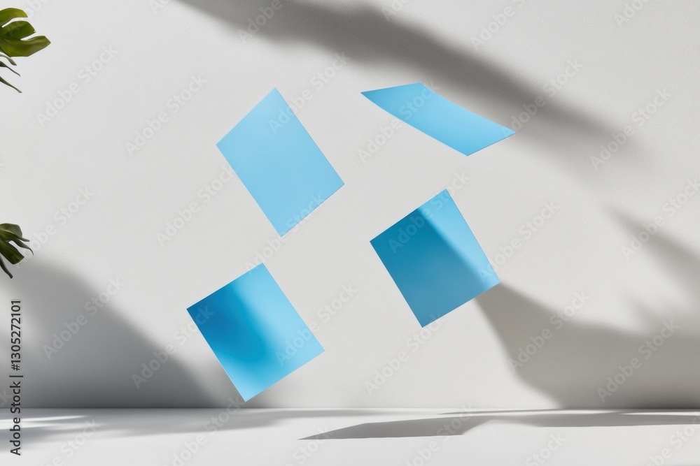 Poster zero-gravity corporate branding dynamic blue brochure mockup with levitating design for modern marke