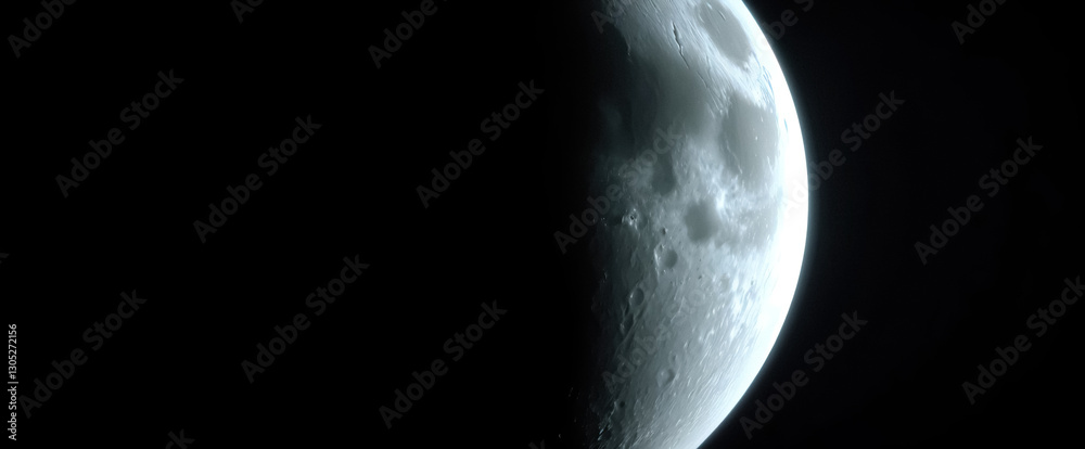 Aufkleber Partial view of celestial orb testament to lunar exploration and celestial observation