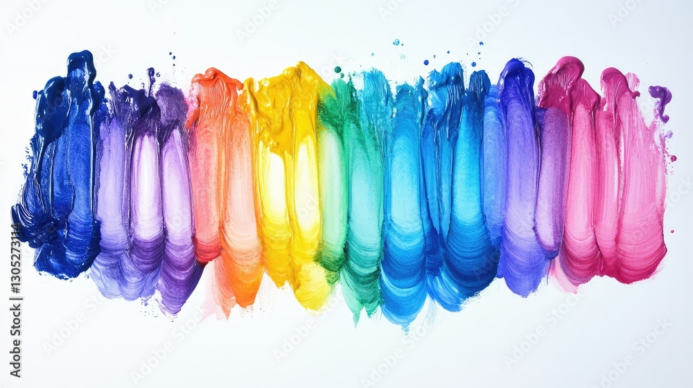 Poster vibrant abstract spectrum of bold colorful paint strokes on white background creating a dynamic visu