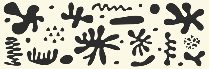 Set of hand drawn organic shapes. Design with abstract elements. Vector illustration