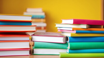 Stacked Books: Colorful Collection, Reading Material, Study Still Life.


