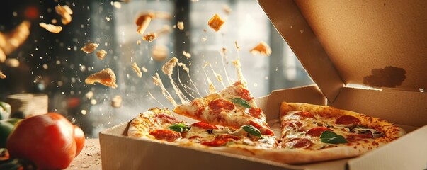 Delicious Pepperoni Pizza Burst with Fresh Ingredients and Flavor
