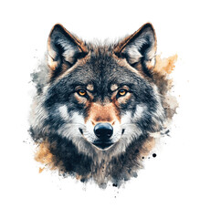 Fototapeta premium Majestic gray wolf head on isolated on transparent background png