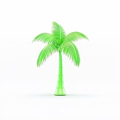 Stylized Bright Green Palm Tree Digital Illustration