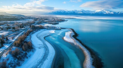 Homer Alaska Aerial Photography: Stunning View of Homer Spit Bay and Blue Sea