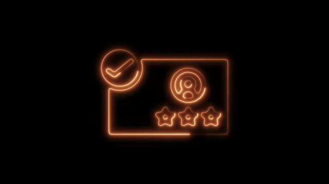 Glowing neon customer experience  icon isolated on black background. HD Video motion graphic animation icon