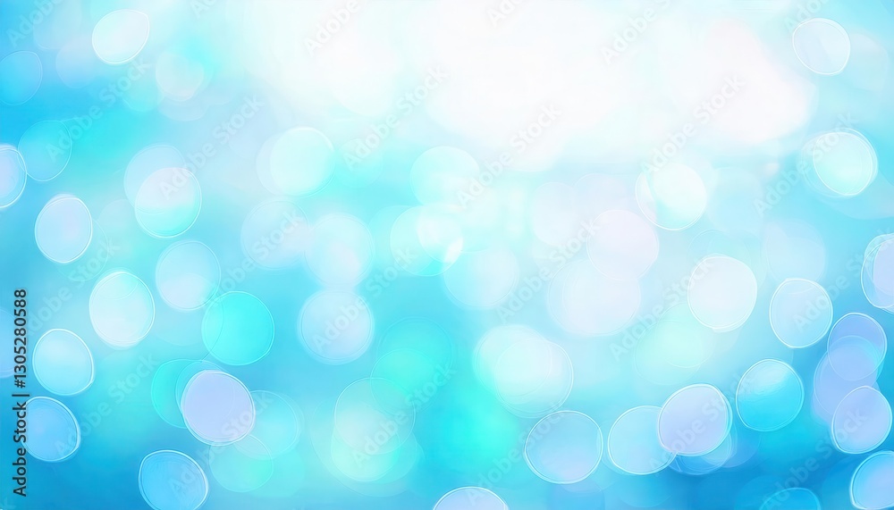 Poster ethereal blue bokeh background with soft glowing circles, dreamy light blur effect for abstract desi