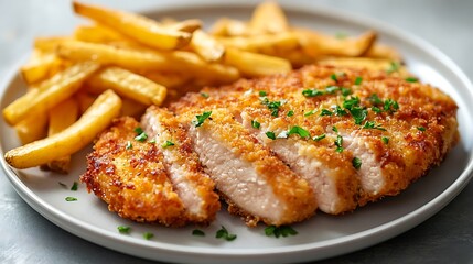 grilled pork chop with french fries