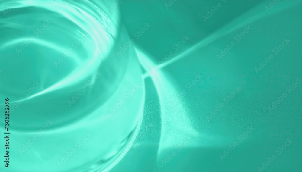 Poster soft abstract reflection of water in a glass with turquoise light, modern minimal background for des