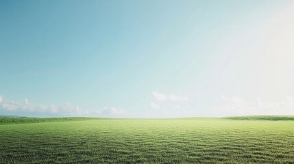 Vibrant golf course with lush rolling hills, blue sky, and perfect fairway. Ideal for sports, outdoor recreation, and golfing.