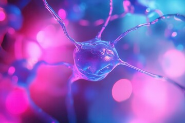 ITSM Concept Illustration in Blurred Cell Background: Network Abstraction in 3D Render