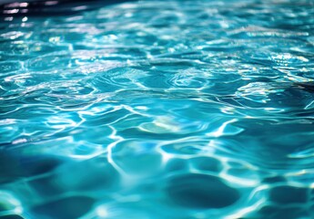 Crystal Clear Water Surface with Gentle Ripples and Sunlight Reflections Creating a Stunning Abstract Pattern in Blue and Turquoise Shades