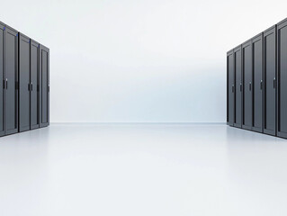 server room with black doors