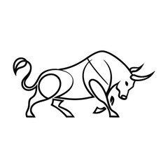 line drawing Bull cow icon Vector illustration, cow drawing with line art style. simple design outline style