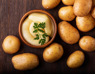 potato vegetables top view ai generated