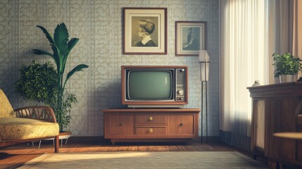 old room from the 80s with old tv