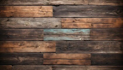 Naklejka premium Rustic Wood Planks with Turquoise Accents Background