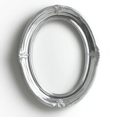 Fototapeta premium Elegant Oval Silver Frame with Intricate Design and Reflection