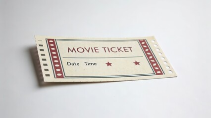Fototapeta premium Movie Ticket Stub on White Background