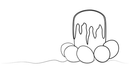 Continuous line drawing of easter cake. vector illustration