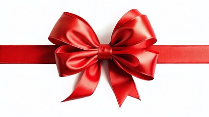 Fototapeta premium Elegant Red Ribbon Bow, Festive Gift Decoration, Holiday Present, Romantic Accessory