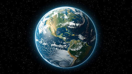 Fototapeta premium Earth from space, vibrant blue and green continents