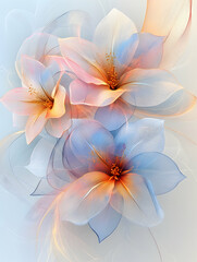 Delicate Pastel Flowers in Abstract Design