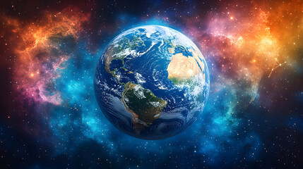 Obraz premium Earth in Cosmic Nebula (2)