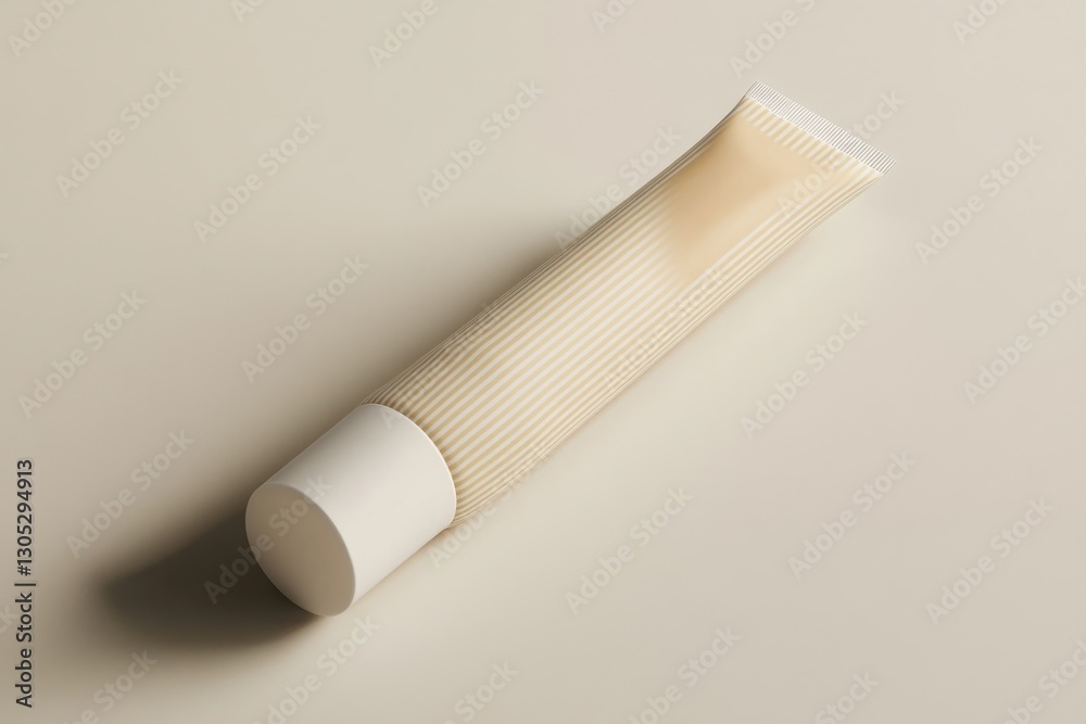 Aufkleber cream tube placed on a neutral surface showcasing minimalist design and texture in soft lighting