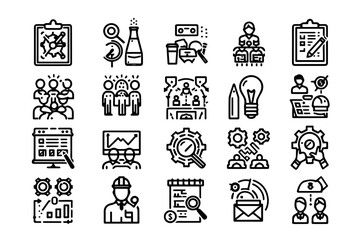 Team Work Icons - Clear and Simple Outline