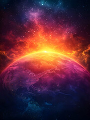 Obraz premium Earth Rising in Cosmic Sunrise