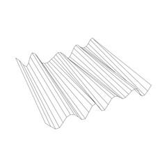 Wireframe 3D representation of an undulating surface with folds showcasing a repetitive wave-like pattern. Suitable for architectural modeling design visualization, and digital art concepts