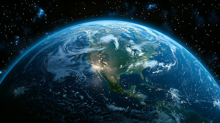 Earth's Americas at Night from Space