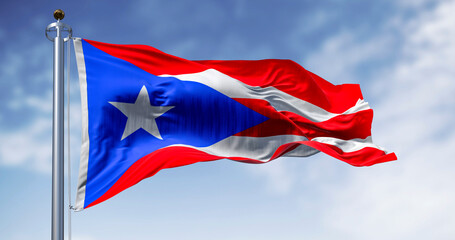 Puerto Rico national flag waving in the wind