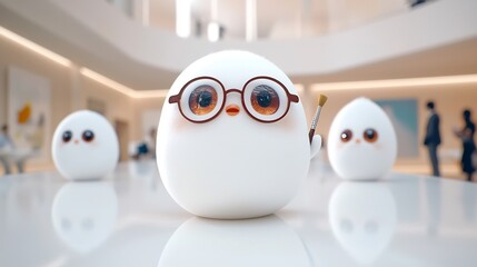 Cute Character, Art Gallery, Modern Space